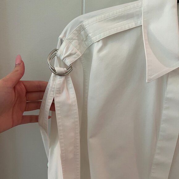 HELMUT LANG White Cotton Button Down Shirt with Straps - Women’s Size XS - Picture 5 of 9